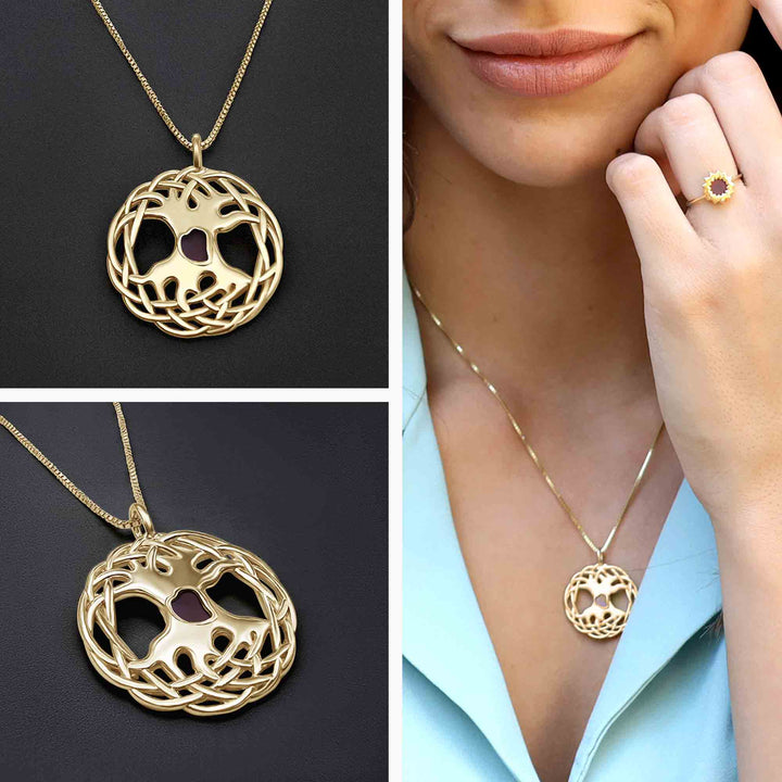 Tree Pendant Gold With Nano Bible - Shlama 