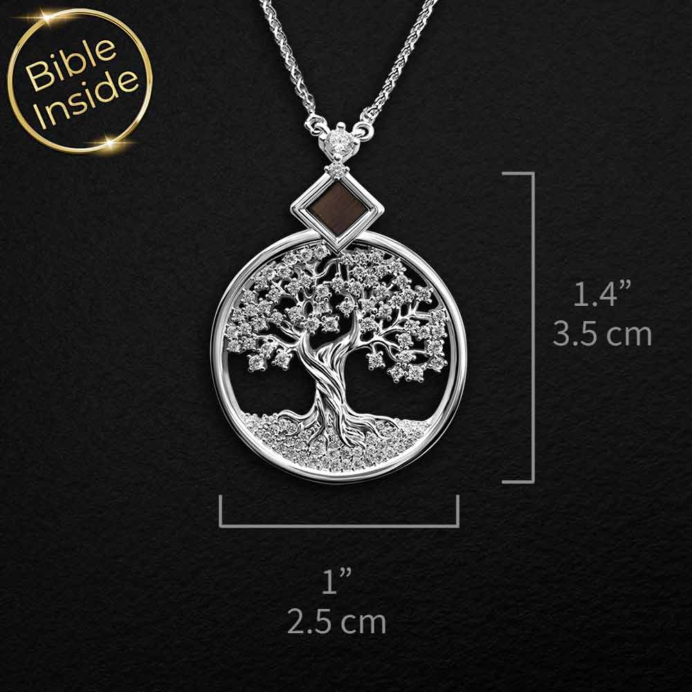 Tree of life necklace sterling silver design with CZ stones