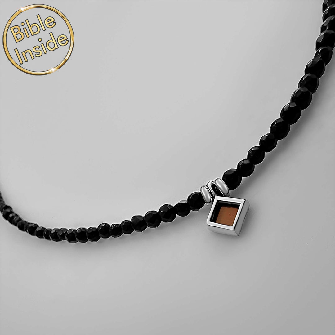 Religious necklace for women elegant rhombus pendant with New Testament nano Bible.