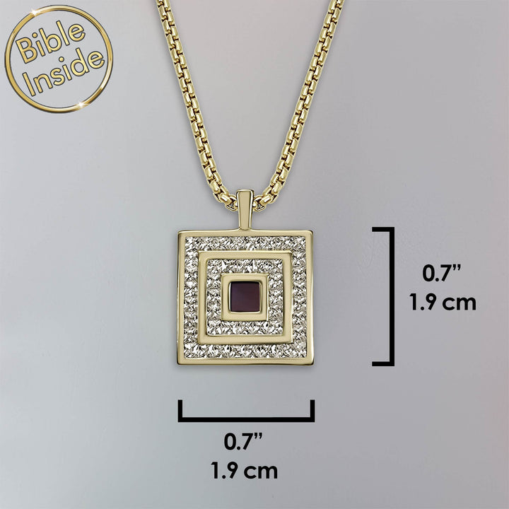 Special gift for him on Valentine day micro Bible square pendant with CZ stones for stylish Christian guys