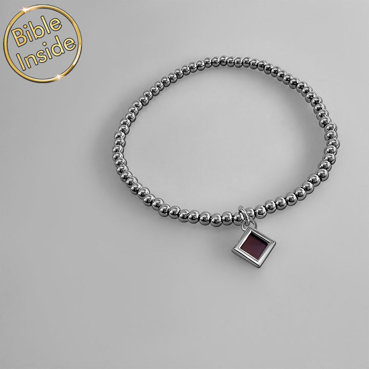 Valentine's present for friend, faith-driven bubble bracelet in silver finish for girls