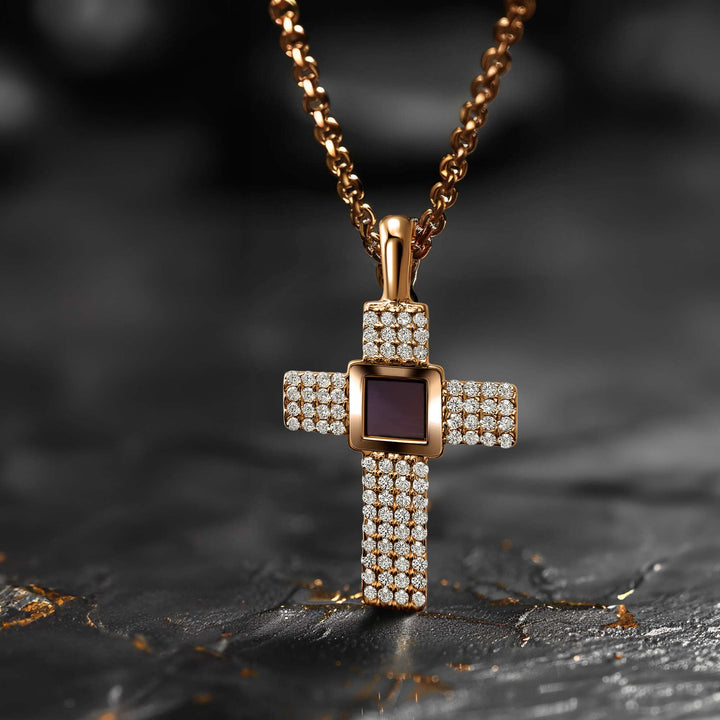 Nano Bible cross pendant Valentine’s day present for friend, gold finish