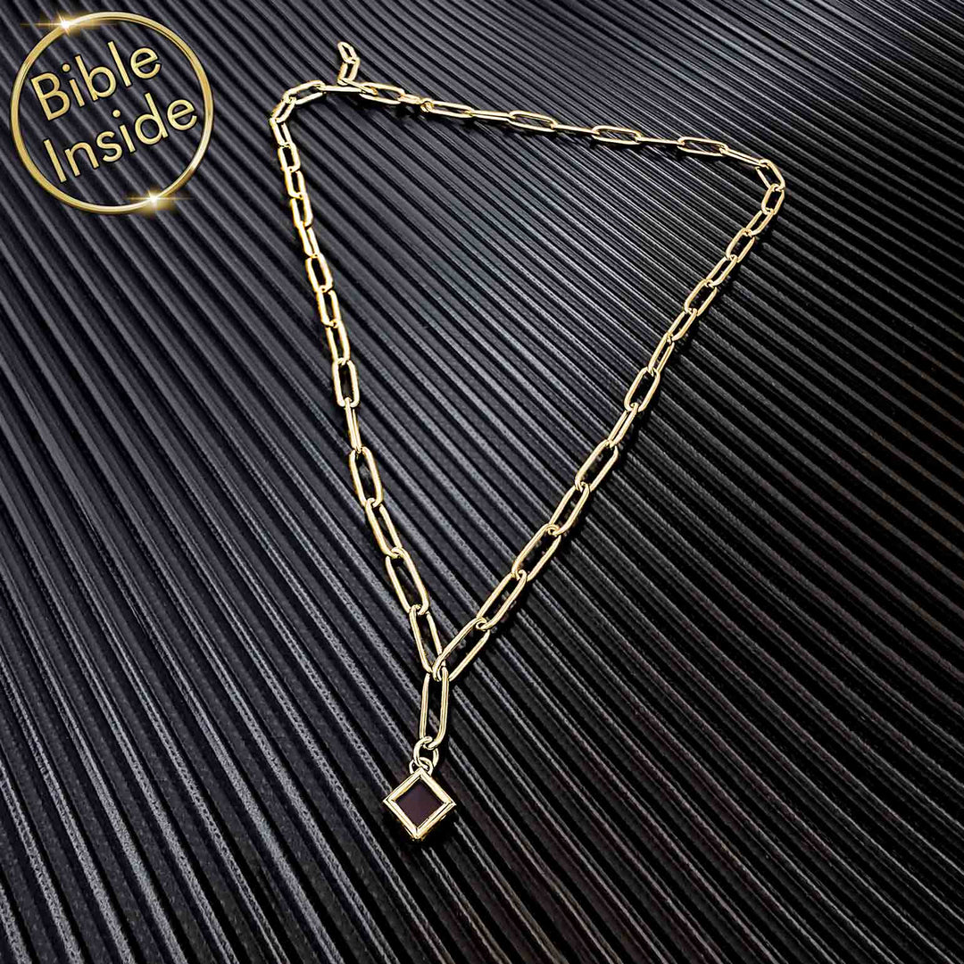 Valentine's day present for girlfriend – stainless steel rhombus with miniature Bible