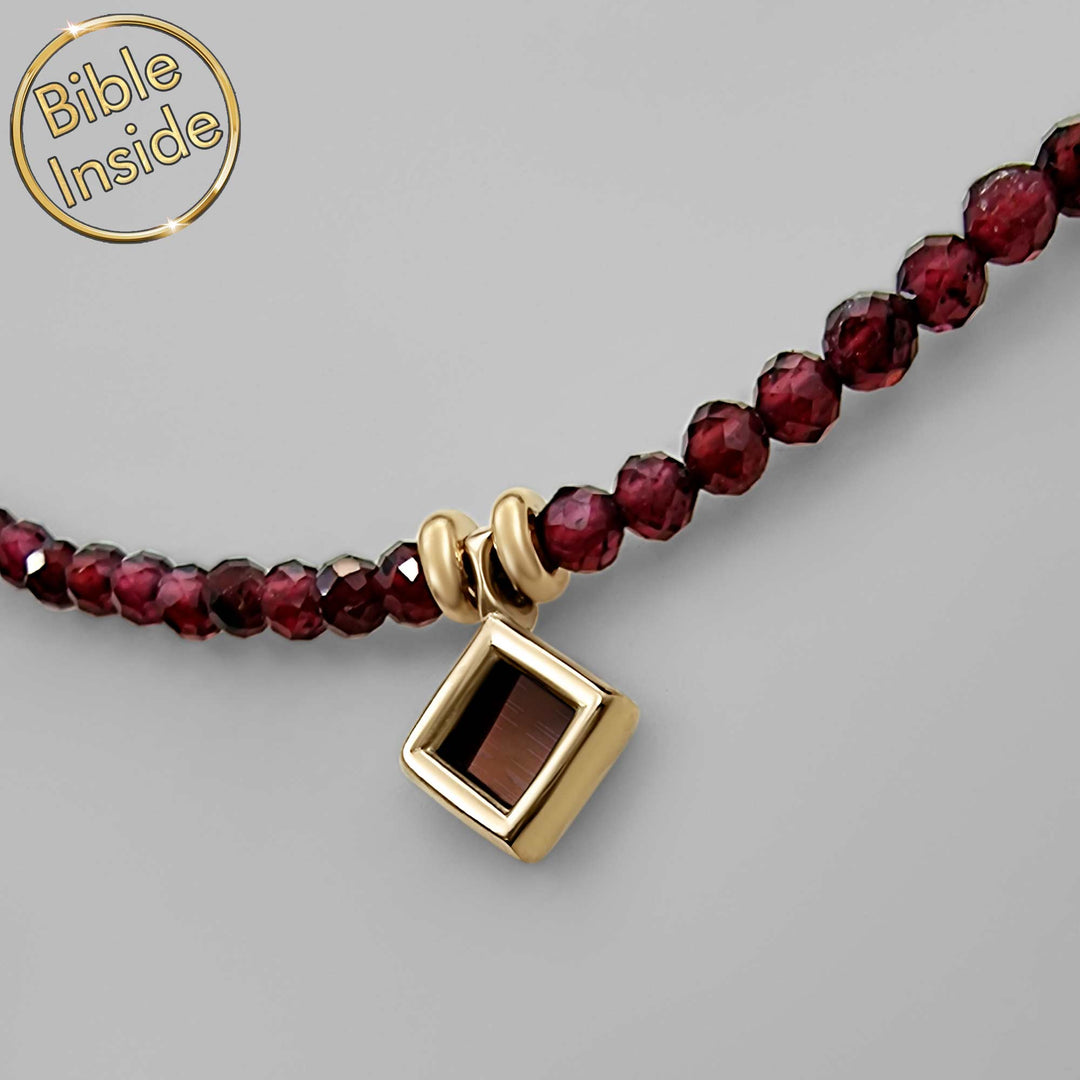 Red garnet valentine's present for girlfriend, meaningful Christian accessory
