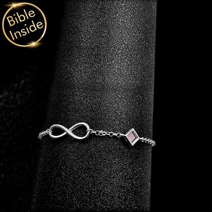 Silver rhombus nano Bible bracelet, elegant Valentine's day gift for me