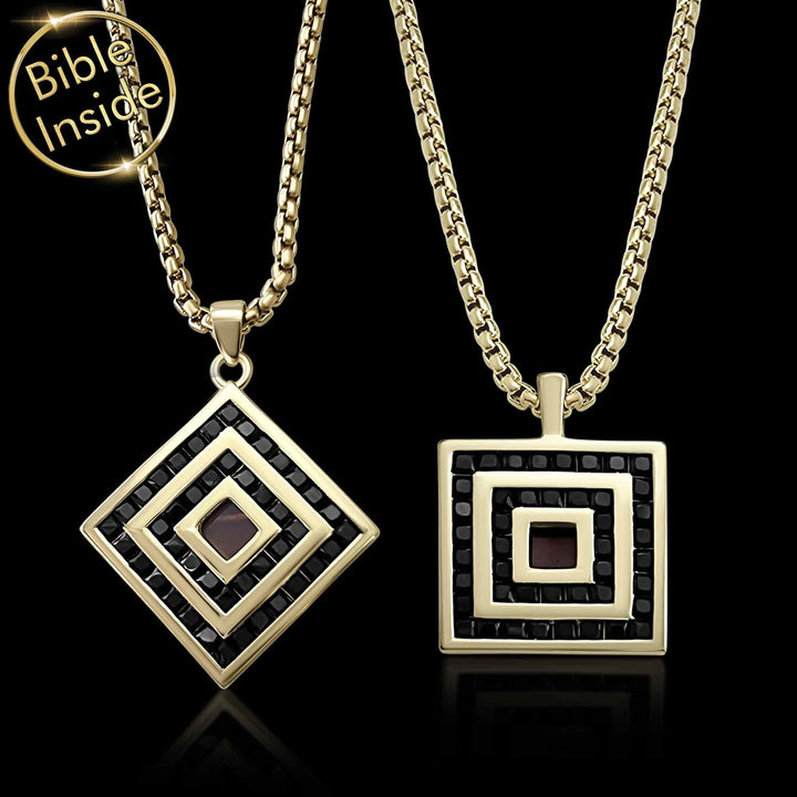 Gold plated romantic necklace for wife – Valentine gift with Holy Bible chip
