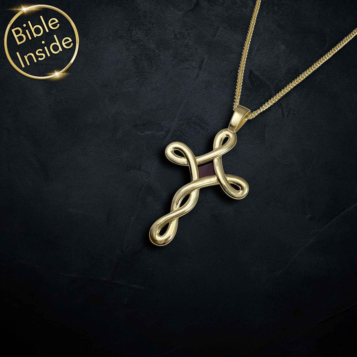 Gold cross necklace – valentine's day present idea for boyfriend, scripture inside