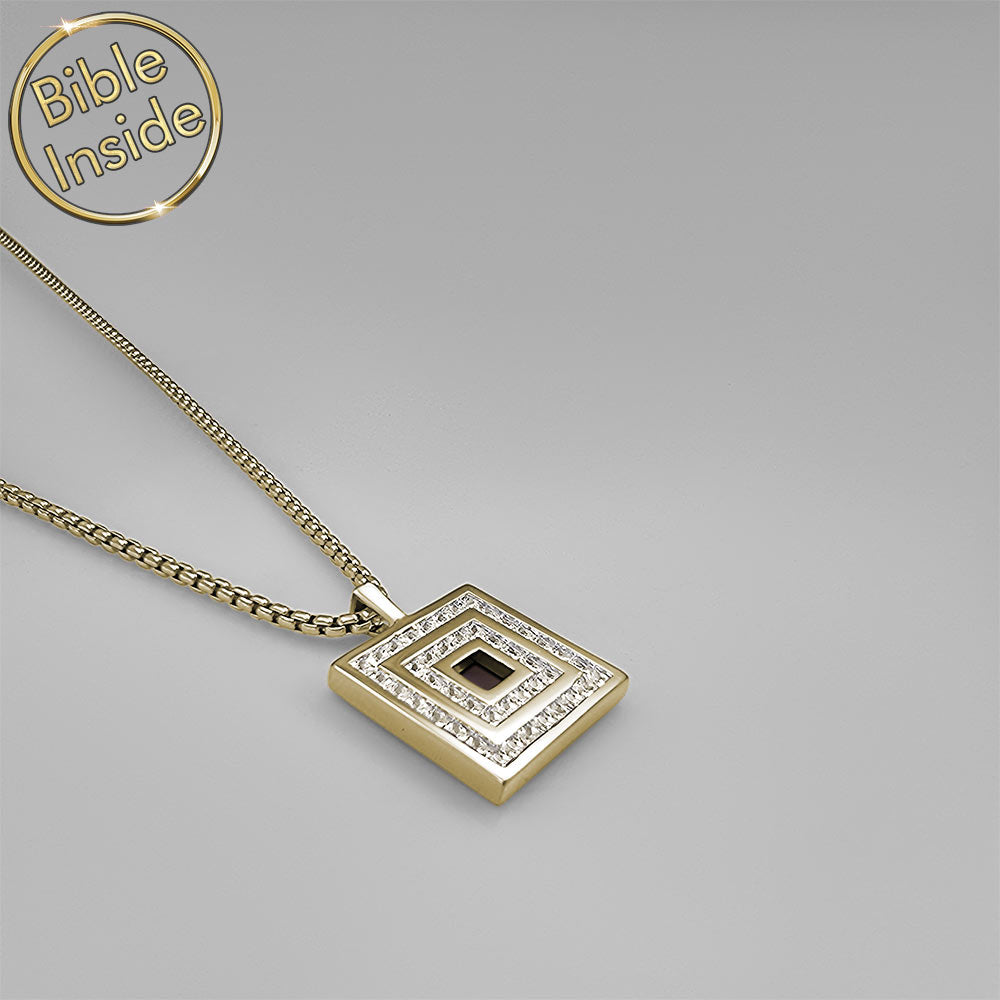 Cute valentine's day present idea for him – square pendant with scripture chip