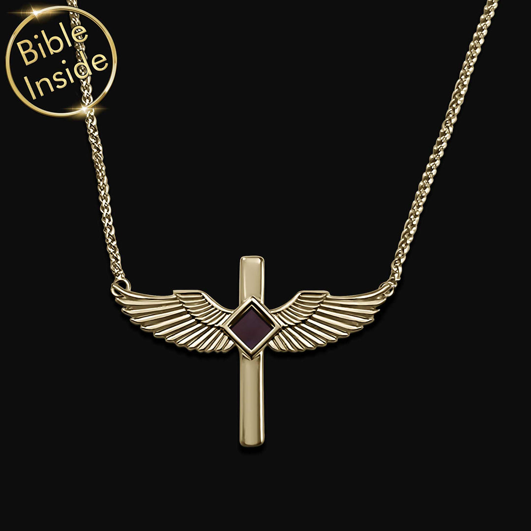Idea for valentine gift nano Bible wings necklace for wife