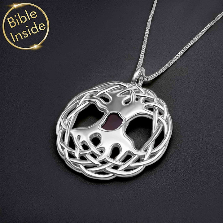 Unique valentine's day present idea for him – tree of life necklace with microchip Bible