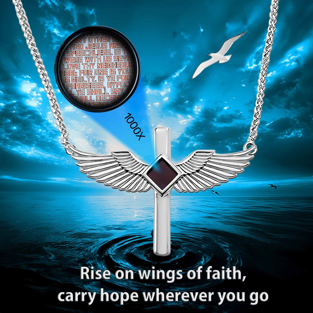 Idea for valentine gift Christian wings necklace for women