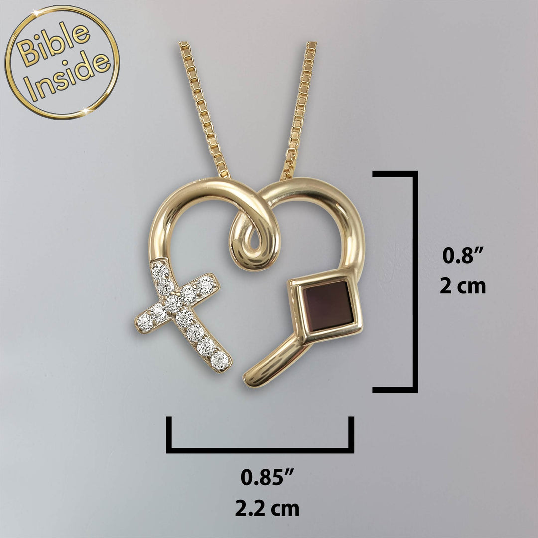 Gold Christian necklace – love cross pendant with Nano Bible inside, best gift ideas for Valentine's Day