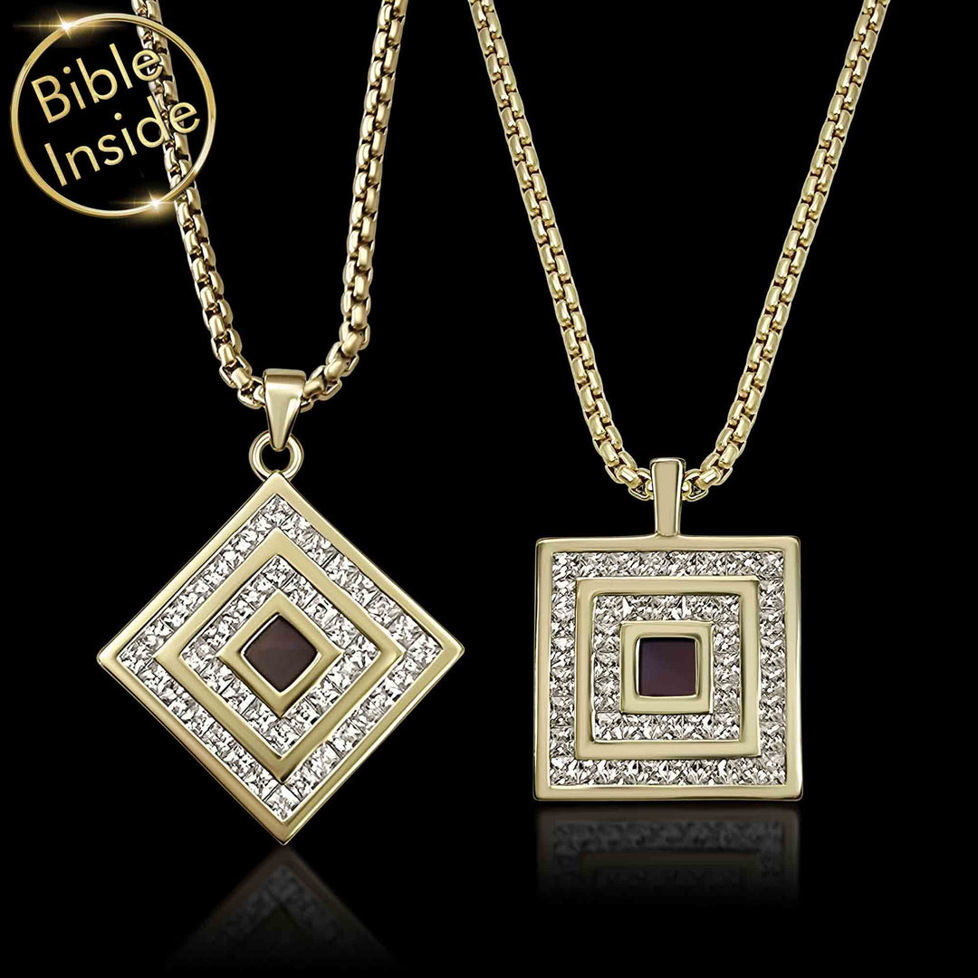 Gold men's necklace with nano Bible — valentine's day idea for your boyfriend