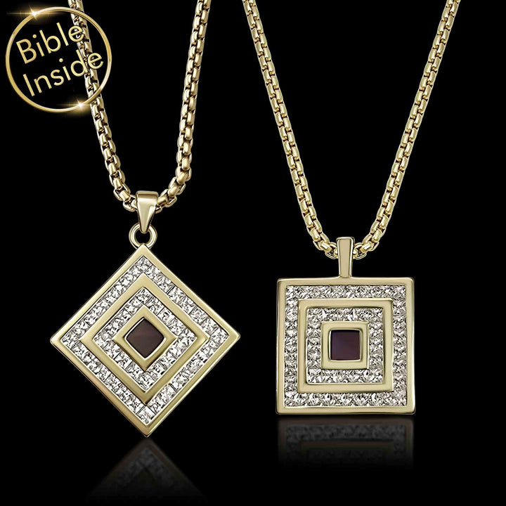 Gold men's necklace with nano Bible — valentine's day idea for your boyfriend