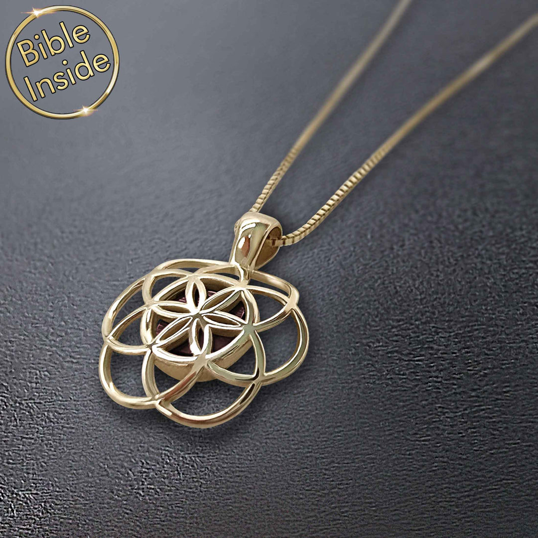 Seed of Life micro Bible necklace – valentine's day idea for girlfriend, girls