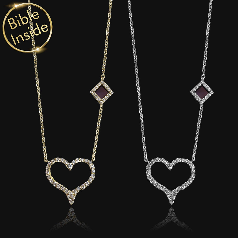 Heart pendant Valentine necklace for her with scripture inside