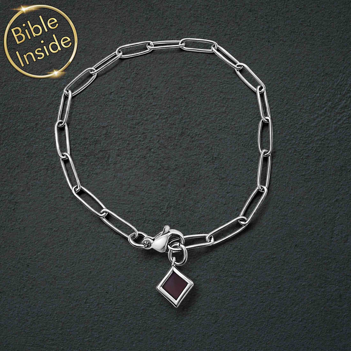 Timeless valentine bracelet in silver finish with microchip Bible inside