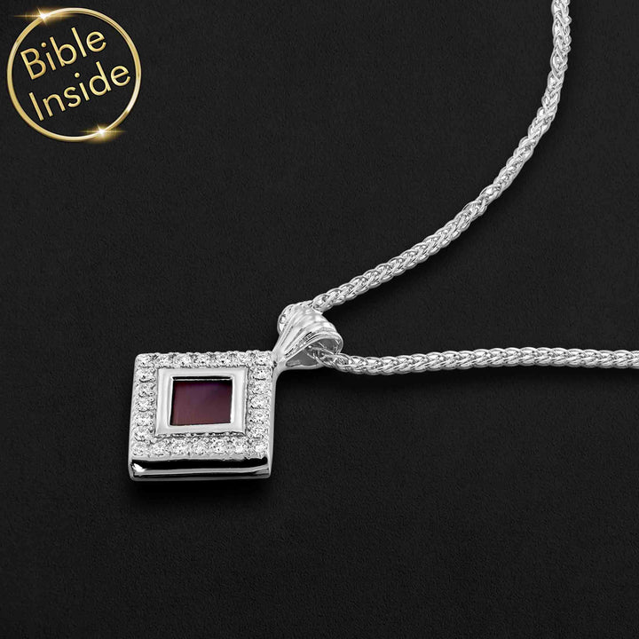 Valentine's day gift for spouse – elegant Christian necklace with micro Bible chip