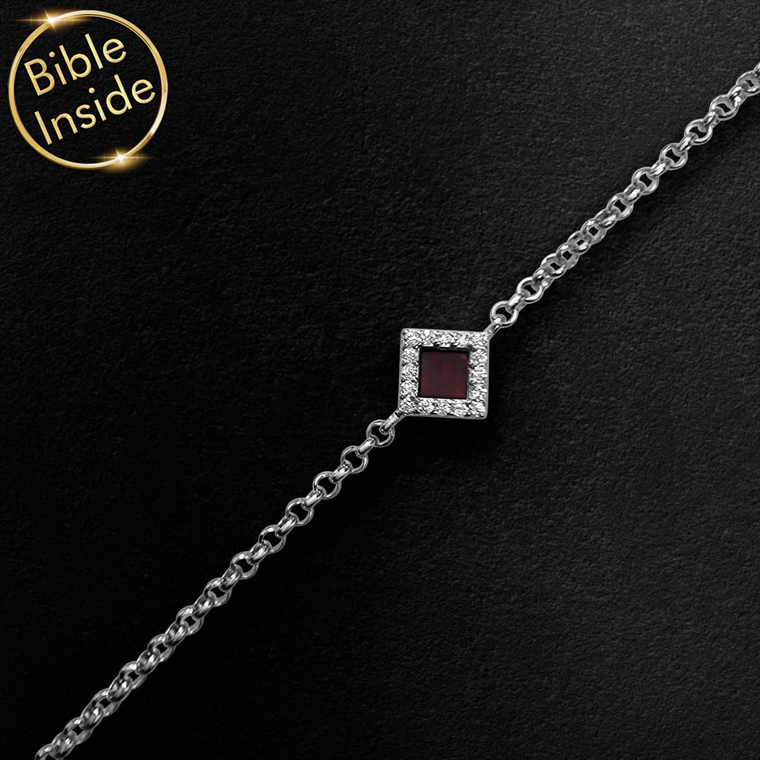 Rhombus bracelet Valentine's gift for friend with New Testament chip