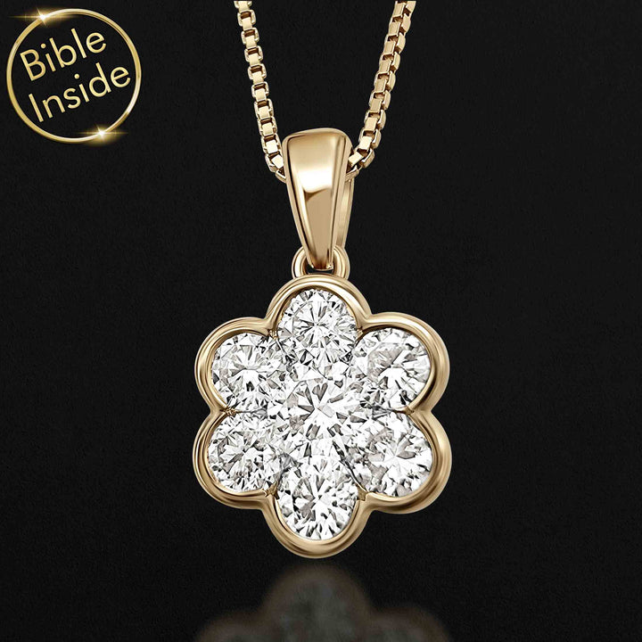 Valentine's day gift for friend Christian necklace with delicate flower pendant