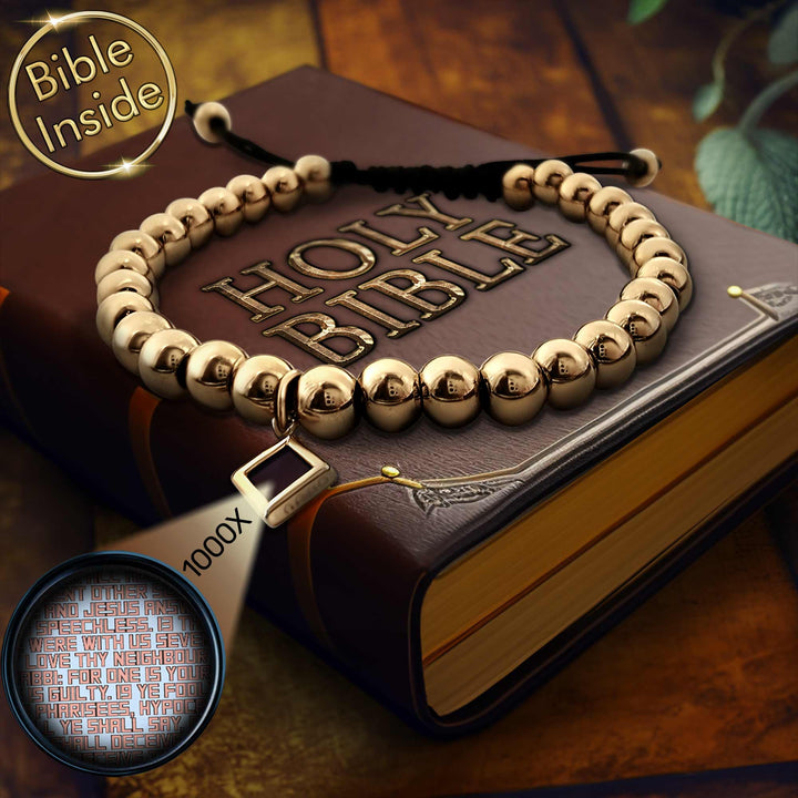 Gold Valentine's gift for me bracelet with micro Bible for Christian women
