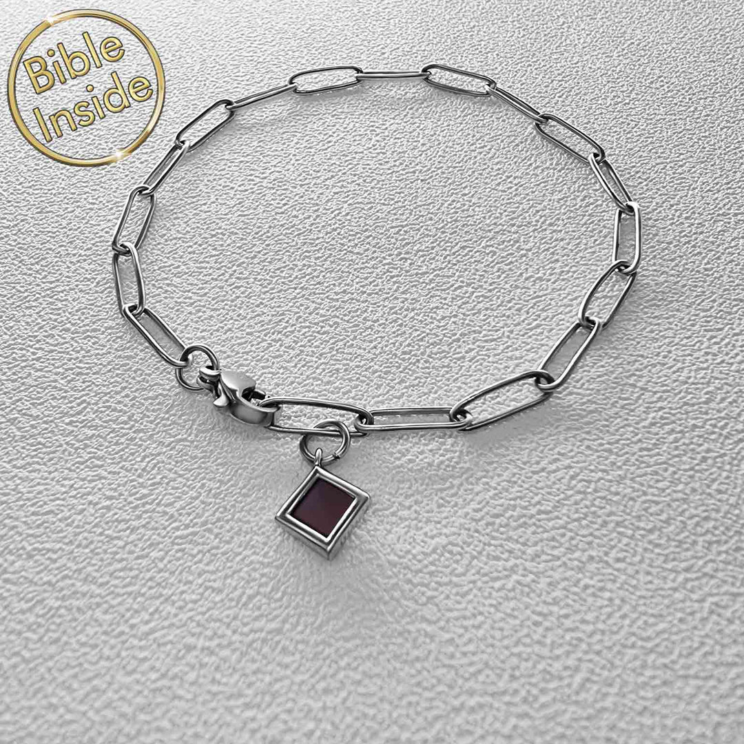 Valentine's day present for fiancé – elegant silver bracelet with scripture inside