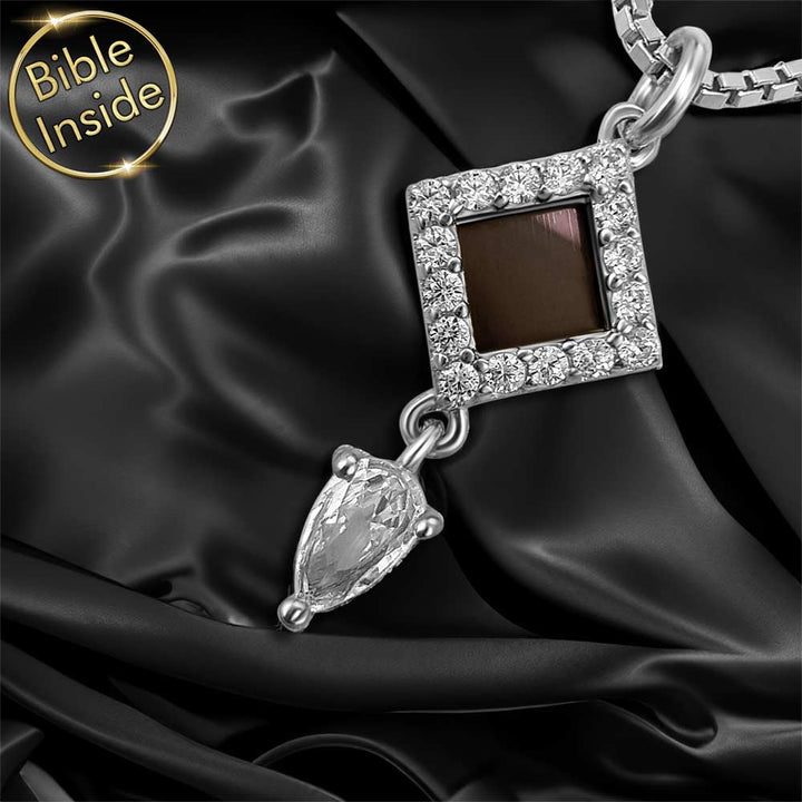 Women's rhombus pendant – valentine's day idea for girlfriend, scripture hidden inside