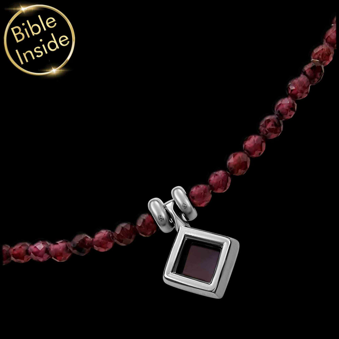 Valentine's gift for employee garnet rhombus necklace for women