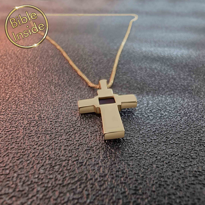 Valentine's day present idea for him – men's Christian necklace with nano Bible