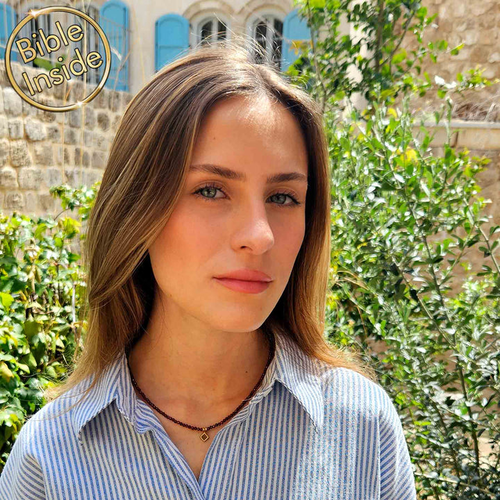 Gold Nano Bible necklace, Valentine's day gift for fiance who loves faith jewelry