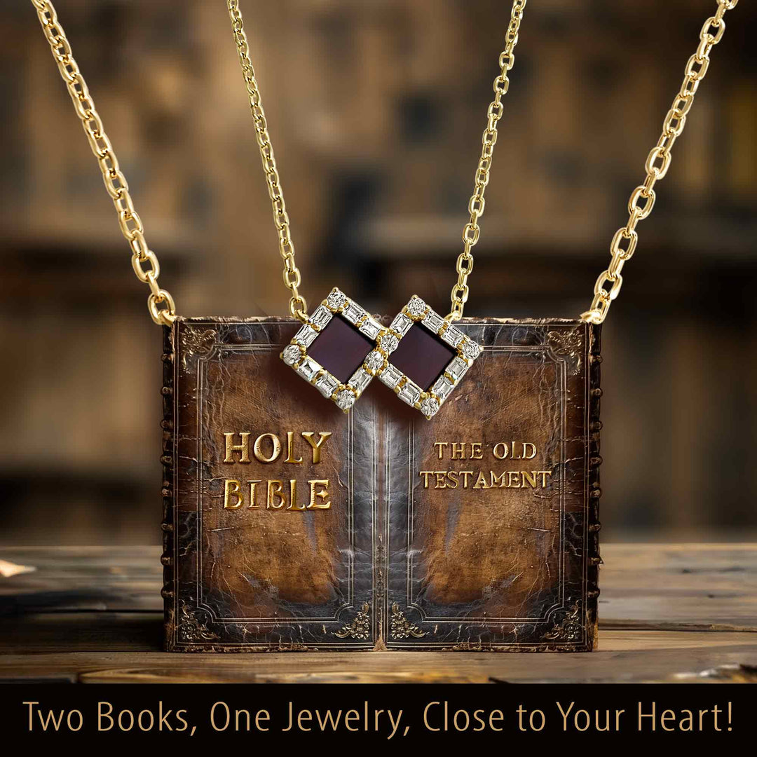 Valentines jewelry showcasing elegant square design with Bible technology