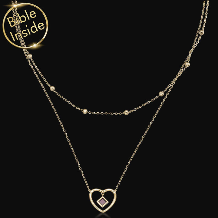 Gold plated valentine's day necklace for her with polished heart design
