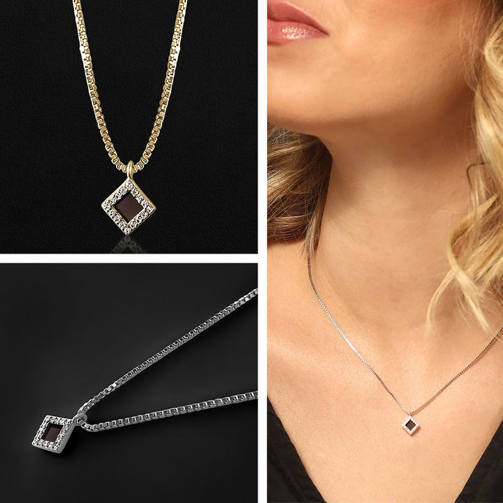 Valentine's day present for girlfriend – rhombus nano Bible necklace with CZ stones