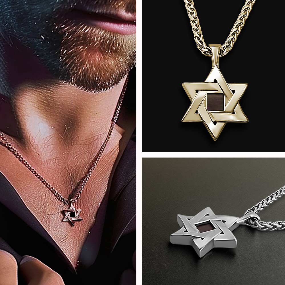 Valentine's day present idea for boyfriend – Star of David necklace with Nano Bible chip