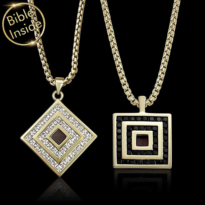 Valentine's day idea for your boyfriend — interlocking pendants with New Testament engraved