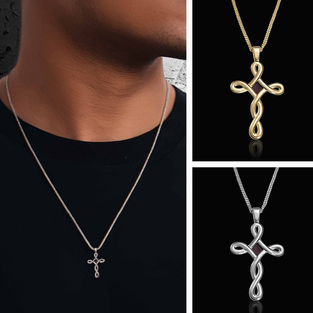 Valentine's day present idea for him – minimalist cross necklace with Nano Bible chip