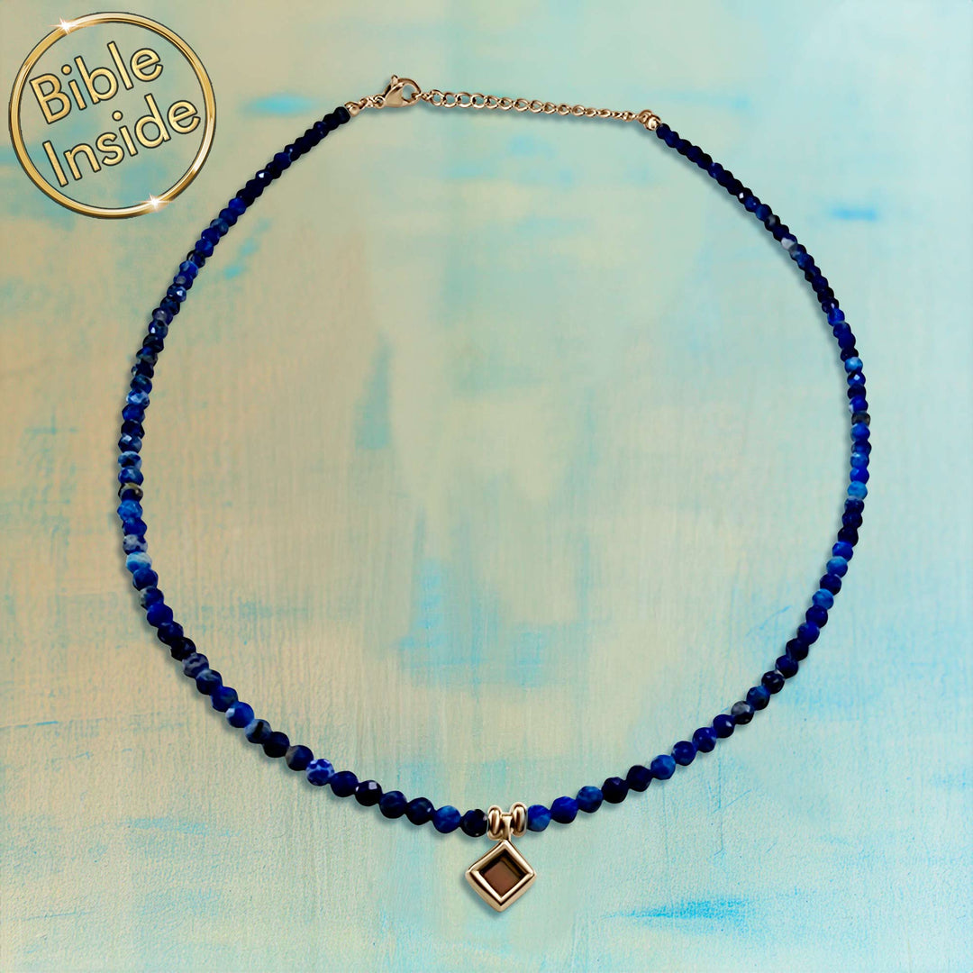 Terra Lapis pendant with micro Bible chip, best idea for valentine's day gift for her
