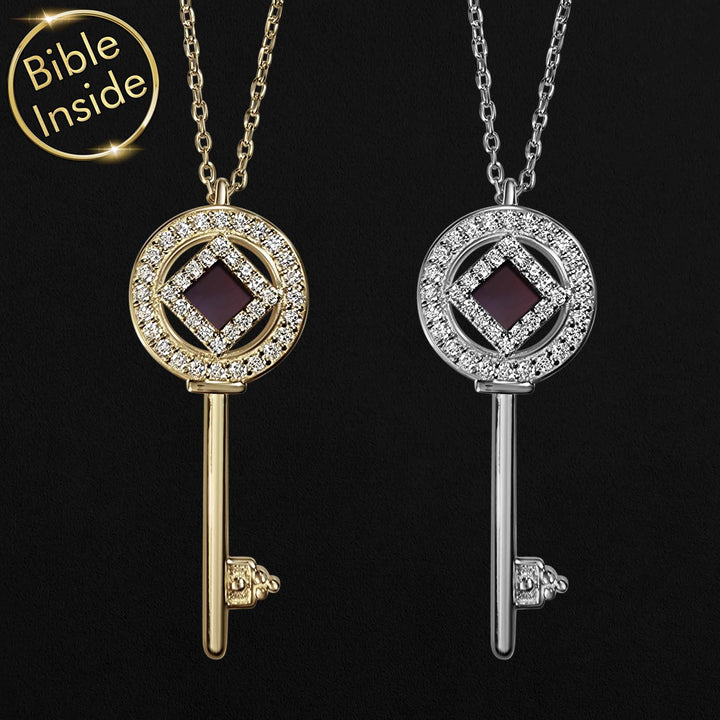 Idea for Valentine gift elegant Christian key necklace for her