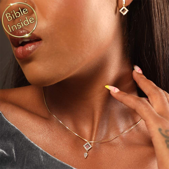 Square nano Bible necklace – valentine's day unique gift for her and girls