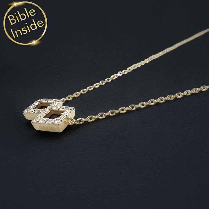 Minimalist Christian nano Bible necklace, modern Valentine's day gift for fiance