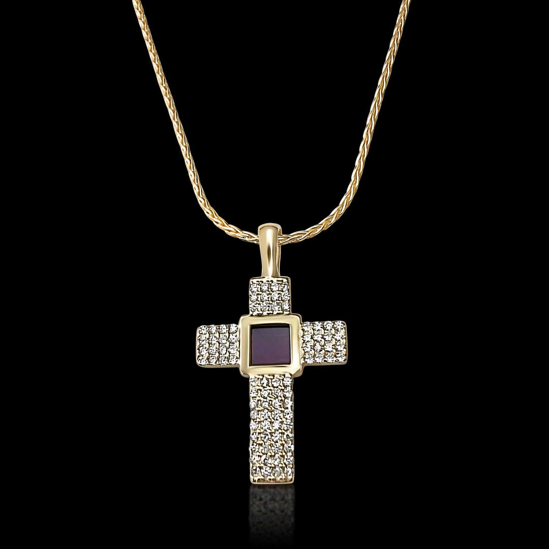 Valentine's Day gift for fiance silver necklace, CZ sparkling cross design