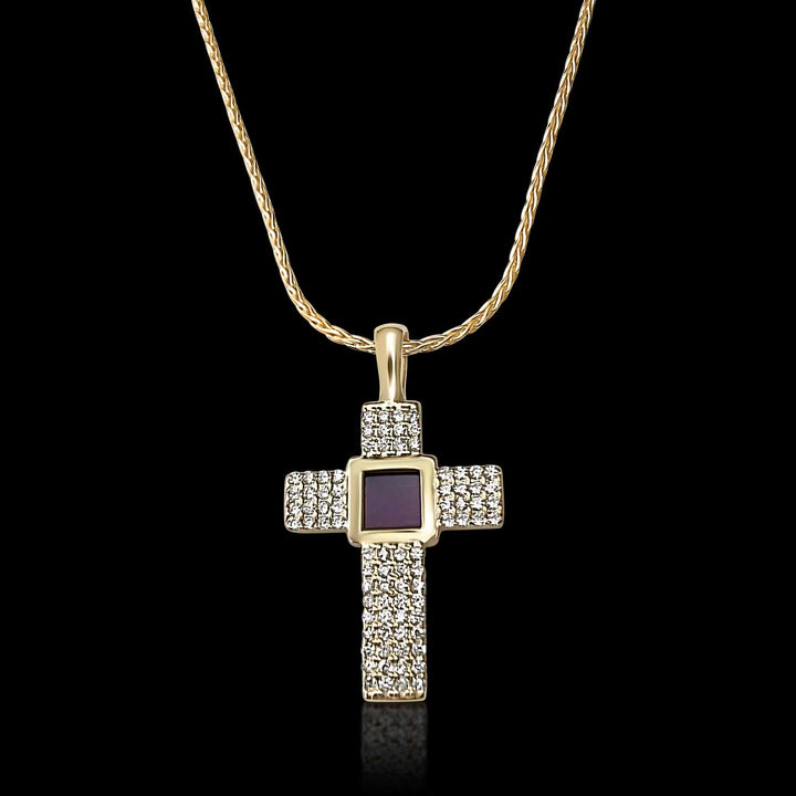 Valentine's Day gift for fiance silver necklace, CZ sparkling cross design