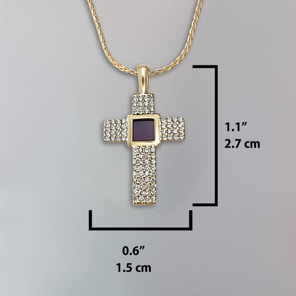 Gold Valentine's Day gift for fiance with nano Bible cross pendant for women