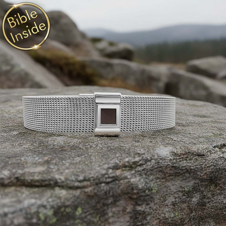 Stainless steel nano Bible bracelet, modern Valentine gift for friend