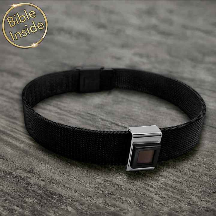 Knox valentine bracelet in black finish — New Testament inside