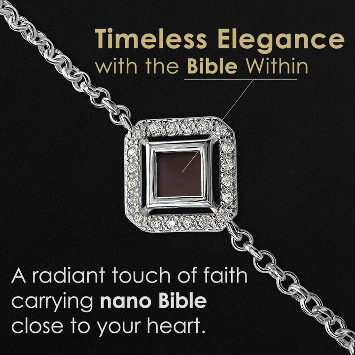 Valentines day gift bracelet in sterling silver – nano Bible jewelry for her