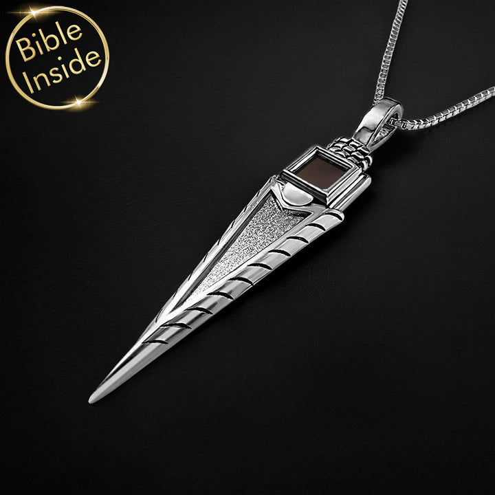Valentine's day idea for your boyfriend — arrow pendant with New Testament engraved inside