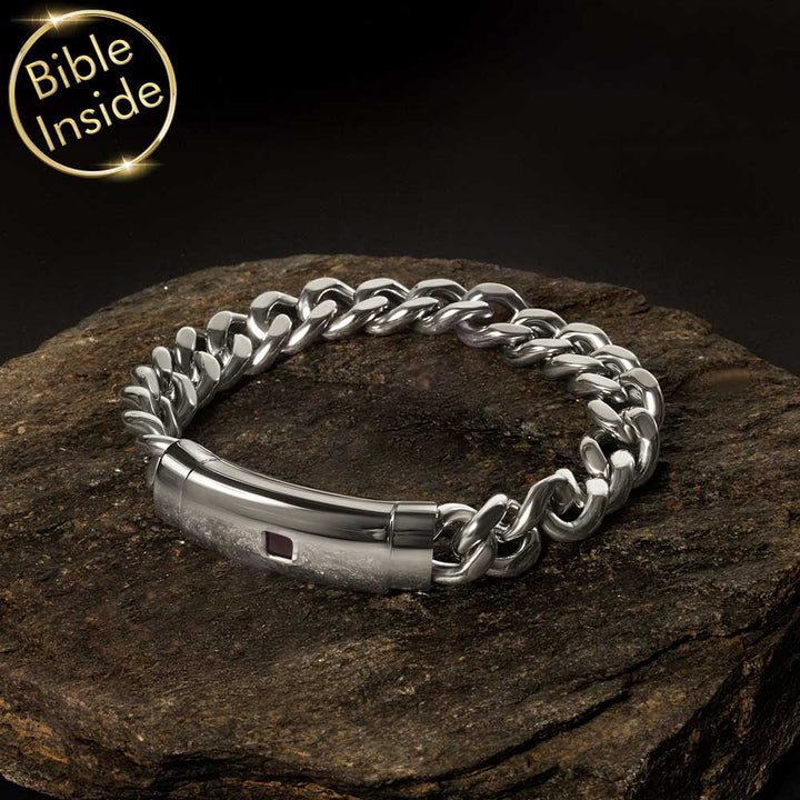 Valentine's day gift idea for boyfriend – bold men's bracelet with micro Bible