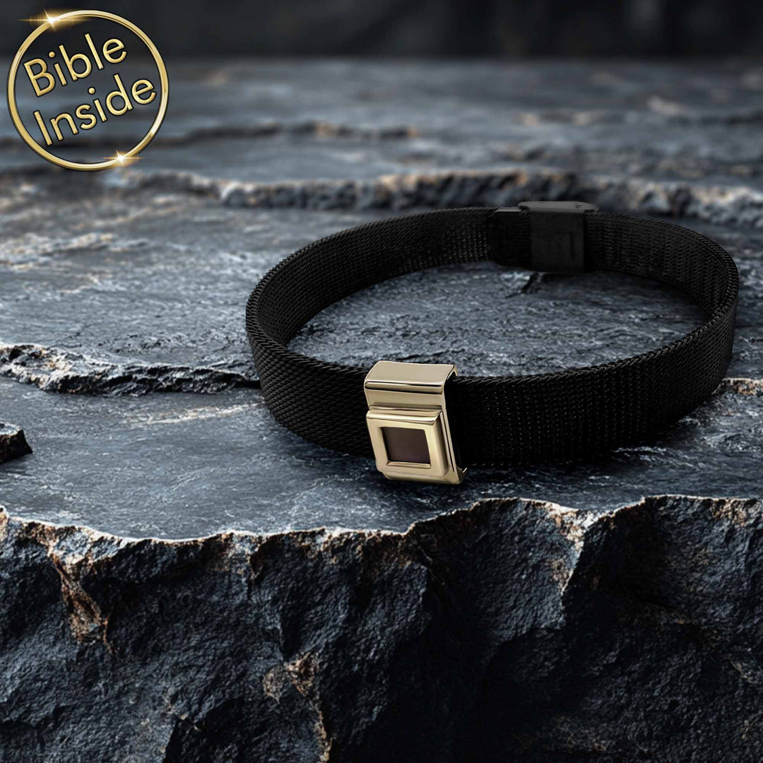 Rectangle bracelet Gift idea for boyfriend Valentine Day with Bible chip