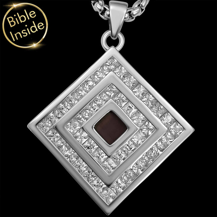 Valentine gift idea for him modern Christian pendant with scripture inside